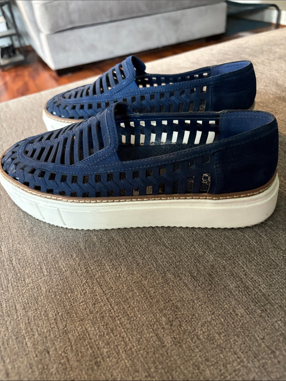 Vince Camuto Navy Blue Cutout Slip-On Sneakers - Picture 5 of 5
